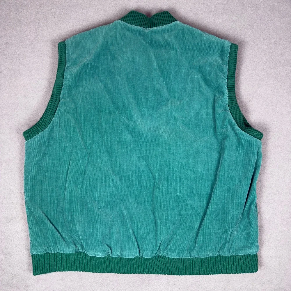 Vintage 90s‎ St Johns Bay Corduroy Vest Mens XL Teal Green Quilted Lined Zip